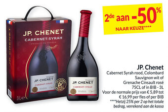 Intermarché JP. Chenet Cabernet Syrah Rood, Colombard Sauvignon Wit of Grenache Cinsault Rose in Bib 3L aanbieding