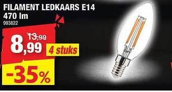 Hubo Filament ledkaars e14 470 lm aanbieding