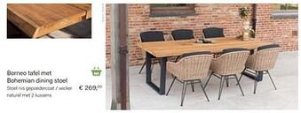 Multi bazar Bohemian stoel rvs gepoedercoat - wicker naturel met 2 kussens aanbieding