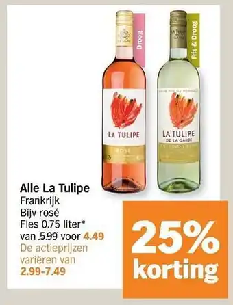 Albert Heijn La tulipe frankrijk rosé 0.75 liter aanbieding