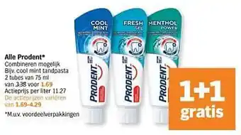 Albert Heijn Prodent cool mint tandpasta 75 ml aanbieding