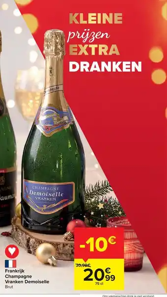 Carrefour Frankrijk champagne vranken demoiselle 75cl aanbieding