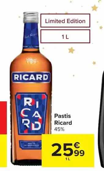 Carrefour Pastis ricard 45% 1L aanbieding