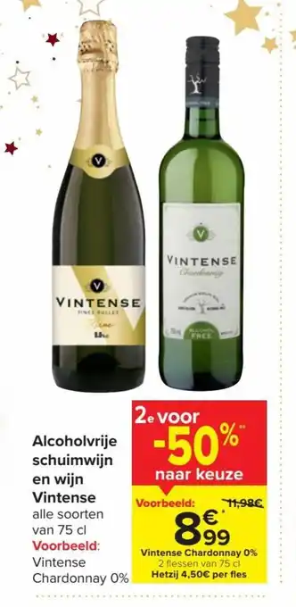 Carrefour Alcoholvrije schuimwijn en wijn vintense 75cl aanbieding