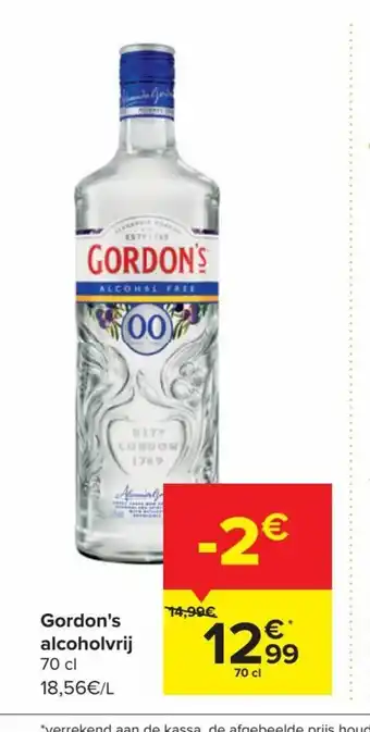 Carrefour Gordon's alcoholvrije 70cl aanbieding