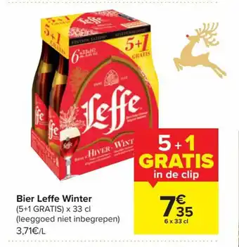 Carrefour Bier leffe winter 33cl 5+1 gratis aanbieding
