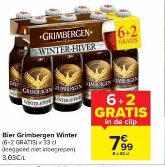 Carrefour Bier grimbergen winter 33cl 6+2 gratis aanbieding