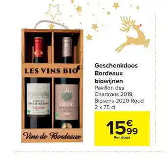 Carrefour Geschenkdoos bordeaux biowijnen per doos aanbieding