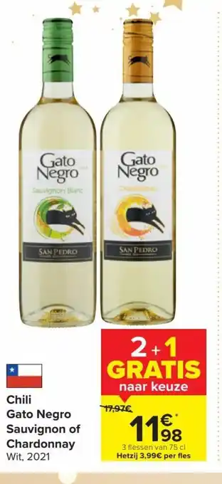 Carrefour Chili Gato negro 75cl 2+1 gratis aanbieding