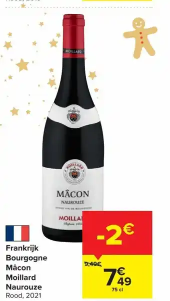 Carrefour Frankrijk bourgogne macon moillard naurouze 75cl aanbieding