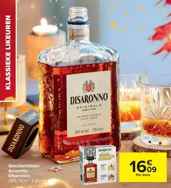 Carrefour Geschenkdoos amaretto disaronno per doos aanbieding