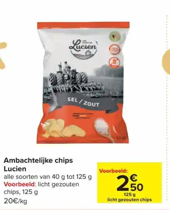 Carrefour Ambachtelijke chips lucien 125g aanbieding