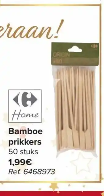 Carrefour Bamboe prikkers 50stuks aanbieding