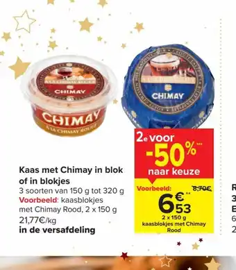 Carrefour Kaas met chimay in blok of in blokjes 2x150g aanbieding