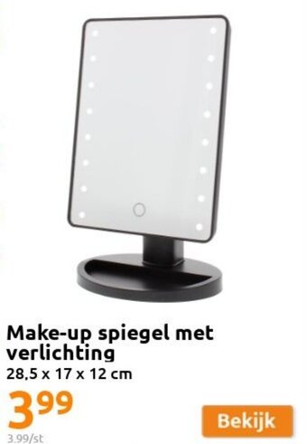 Action Make-Up Spiegel met Verlichting 28.5 x 17 x 12cm aanbieding