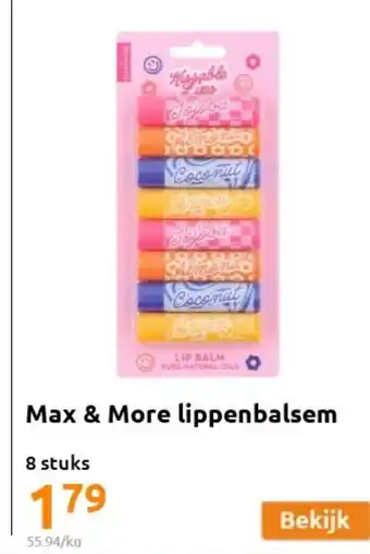 Action Max & More Lippenbalsem 8 Stuks aanbieding