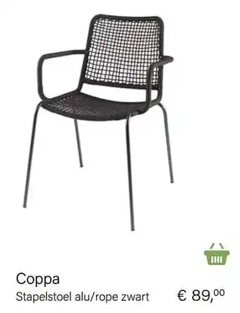 Multi bazar Coppa stapelstoel alu-rope zwart aanbieding