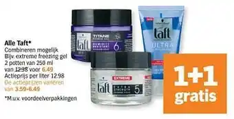 Albert Heijn Taft extreme freezing gel 250 ml aanbieding