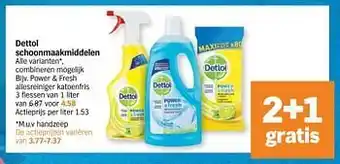 Albert Heijn Dettol schoonmaakmiddelen 1 liter aanbieding