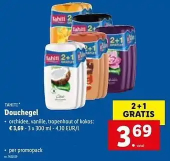 Lidl Douchegel orchidee, vanille, tropenhout of kokos 300 ml aanbieding