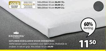 Jysk Satijnen hoeslaken voor dekmatras aanbieding