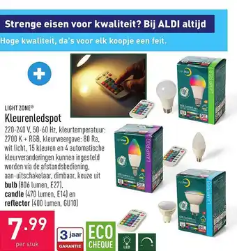ALDI Light zone kleurenledspot aanbieding
