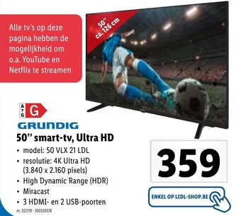 Lidl Grundig 50" smart-tv, Ultra HD aanbieding