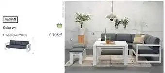 Cube wit 3-zits bank 230 cm