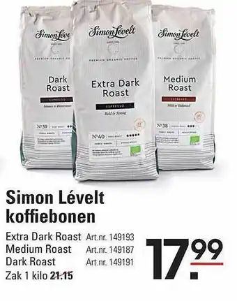 Simon lévelt koffiebonen
