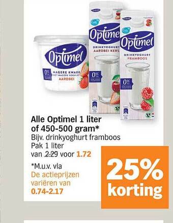 Albert Heijn Optimel drinkyoghurt framboos aanbieding