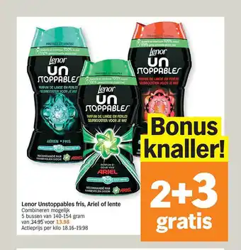 Albert Heijn Lenor unstoppables fris, ariel of lente aanbieding