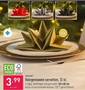ALDI Sublimo voorgevoumen servetten aanbieding