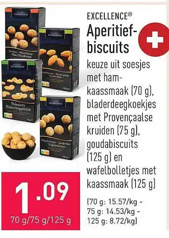 ALDI Excellence aperitiefbiscuits aanbieding