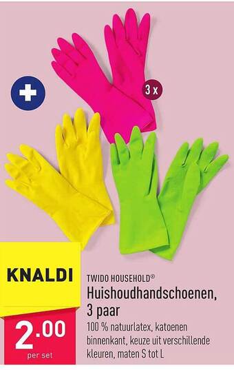 ALDI Twido household huishoudhandschoenen, 3 paar aanbieding