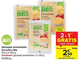 Carrefour Geraspte emmentaler aanbieding