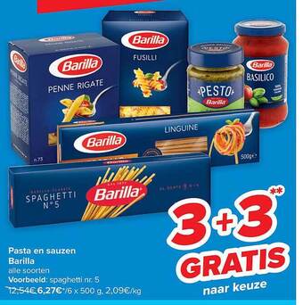 Carrefour Pasta en sauzen barilla aanbieding
