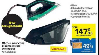 Carrefour Rowenta stoomcentrale aanbieding
