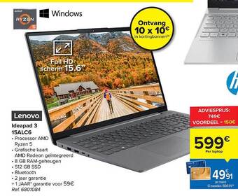 Carrefour Lenovo ideapad 3 aanbieding