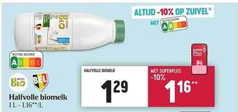 Delhaize Halfvolle biomelk aanbieding