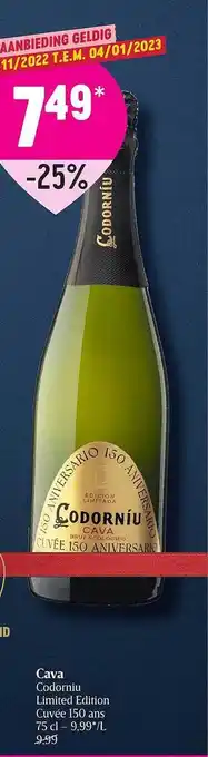 Delhaize Cava codorniu aanbieding