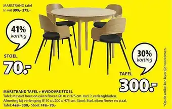 Jysk Marstrand tafel + hvidovre stoel aanbieding