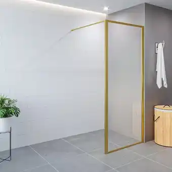 Sawiday Saniclass colorem inloopdouche 90x200cm 8mm helder nano coating glas met frame geborsteld messing aanbieding