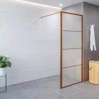Sawiday Saniclass colorem inloopdouche/zijwand 120x200cm 8mm helder nano coating glas met frame geborsteld koper aanbieding