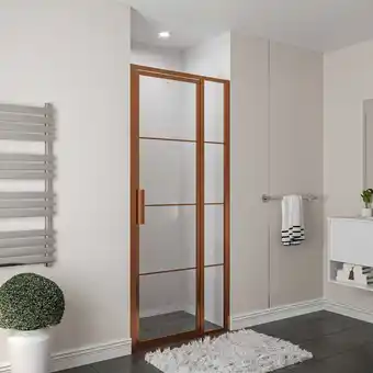 Sawiday Saniclass colorem nisdeur 120x200cm 8mm helder nano coating glas met frame geborsteld koper aanbieding
