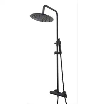 Wiesbaden caral douche opbouwset met thermostatische mengkraan mat zwart showroommodel