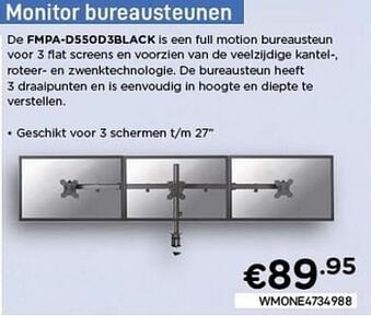 CompuDeals Newstar monitor bureausteunen fmpa-d550d3black aanbieding
