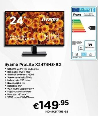 CompuDeals Iiyama prolite x2474hs-b2 aanbieding