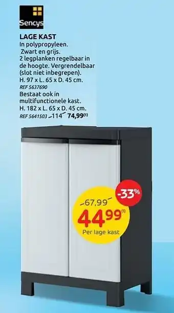 Brico Lage kast H.97 x L.65 x D.45 cm aanbieding