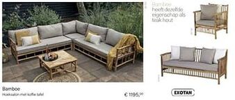 Multi bazar Bamboe hoeksalon met koffie tafel aanbieding