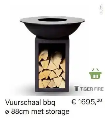 Vuurschaal bbq ø 88cm met storage